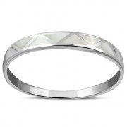 Mother of Pearl Sea Shell Silver Band Ring, r496